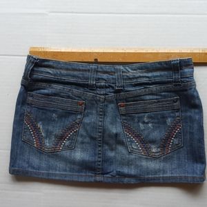Refuge Mini Booty Short Distressed Jean Skirt